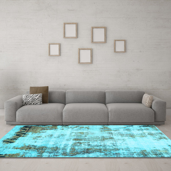 Machine Washable Abstract Light Blue Modern Rug in a Living Room, wshabs759lblu