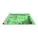 Sideview of Machine Washable Abstract Emerald Green Modern Area Rugs, wshabs759emgrn