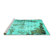 Sideview of Machine Washable Abstract Turquoise Modern Area Rugs, wshabs759turq