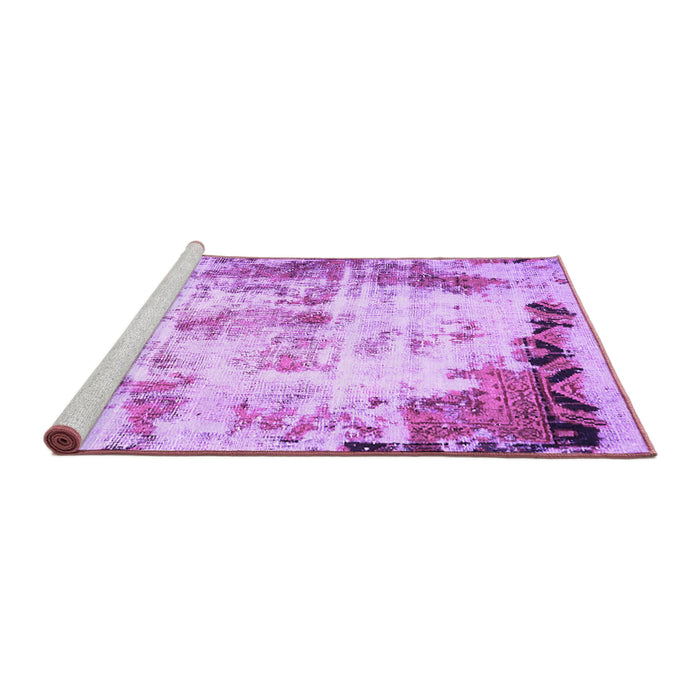 Sideview of Machine Washable Abstract Purple Modern Area Rugs, wshabs759pur