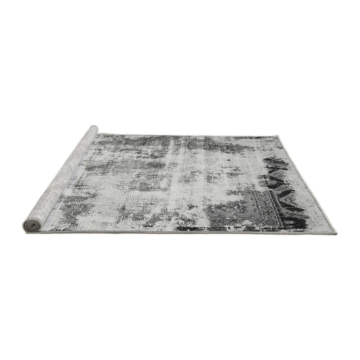 Sideview of Machine Washable Abstract Gray Modern Rug, wshabs759gry