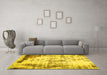 Machine Washable Abstract Yellow Modern Rug in a Living Room, wshabs759yw