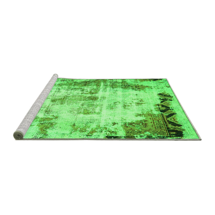 Sideview of Machine Washable Abstract Green Modern Area Rugs, wshabs759grn