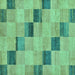 Square Machine Washable Checkered Turquoise Modern Area Rugs, wshabs75turq