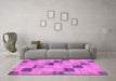 Machine Washable Checkered Purple Modern Area Rugs in a Living Room, wshabs75pur