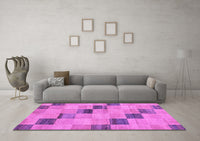 Machine Washable Checkered Purple Modern Rug, wshabs75pur