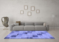 Machine Washable Checkered Blue Modern Rug, wshabs75blu