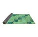 Sideview of Checkered Turquoise Modern Rug, abs75turq