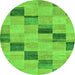 Round Checkered Green Modern Rug, abs75grn