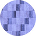 Round Machine Washable Checkered Blue Modern Rug, wshabs75blu