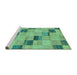 Sideview of Machine Washable Checkered Turquoise Modern Area Rugs, wshabs75turq