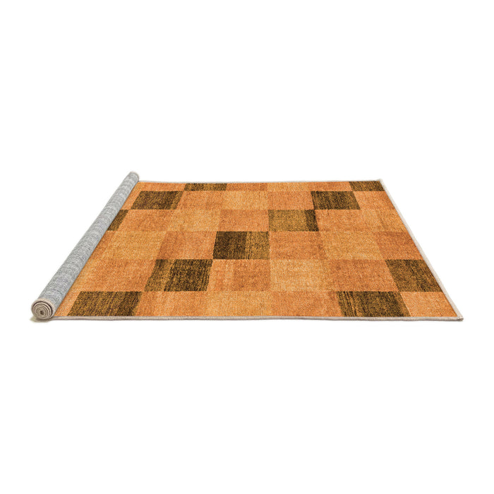 Sideview of Machine Washable Checkered Orange Modern Area Rugs, wshabs75org