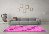 Machine Washable Checkered Pink Modern Rug, wshabs75pnk