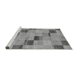 Sideview of Machine Washable Checkered Gray Modern Rug, wshabs75gry