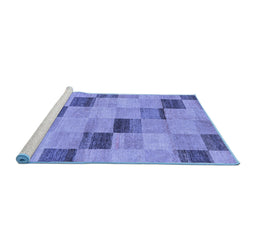 Sideview of Machine Washable Checkered Blue Modern Rug, wshabs75blu