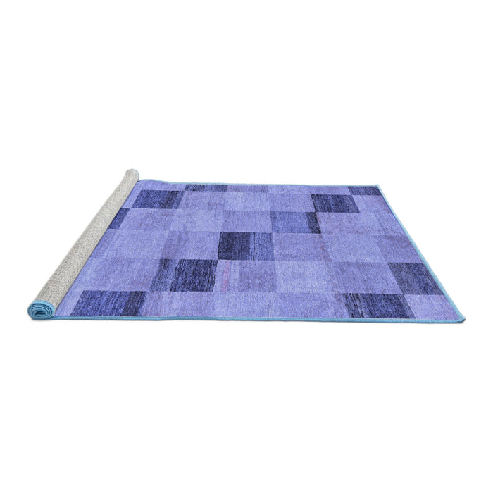 Sideview of Machine Washable Checkered Blue Modern Rug, wshabs75blu