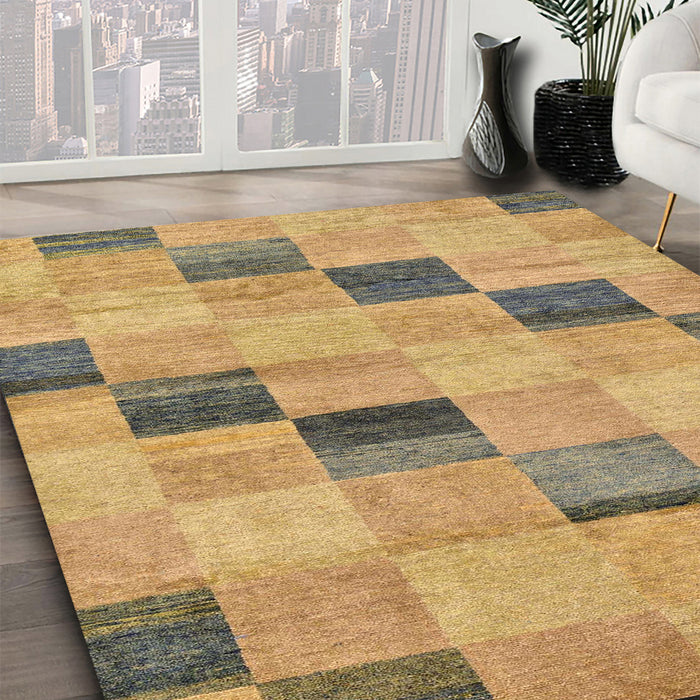 Abstract Orange Checkered Rug in Family Room, abs75
