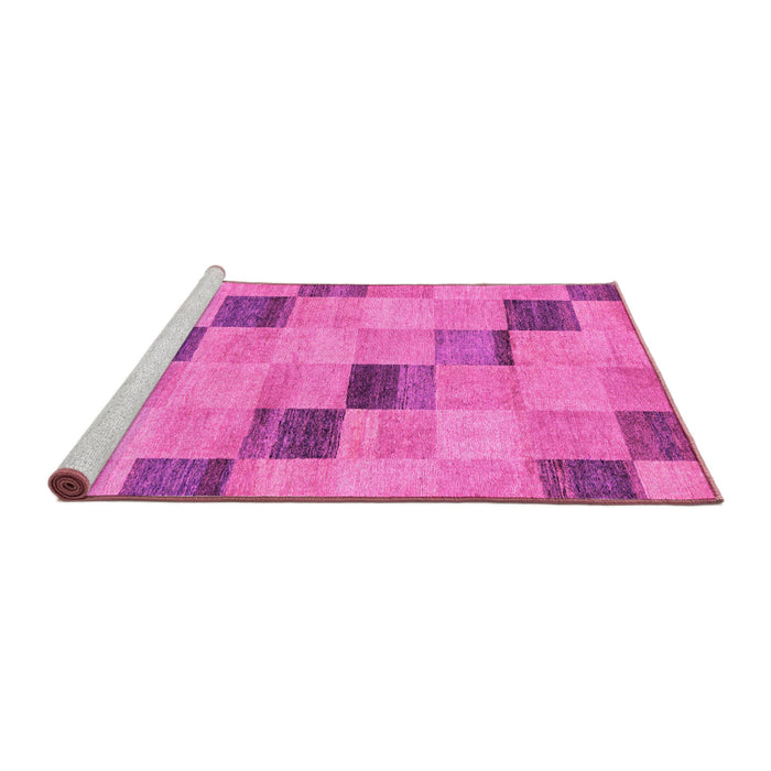 Sideview of Machine Washable Checkered Pink Modern Rug, wshabs75pnk