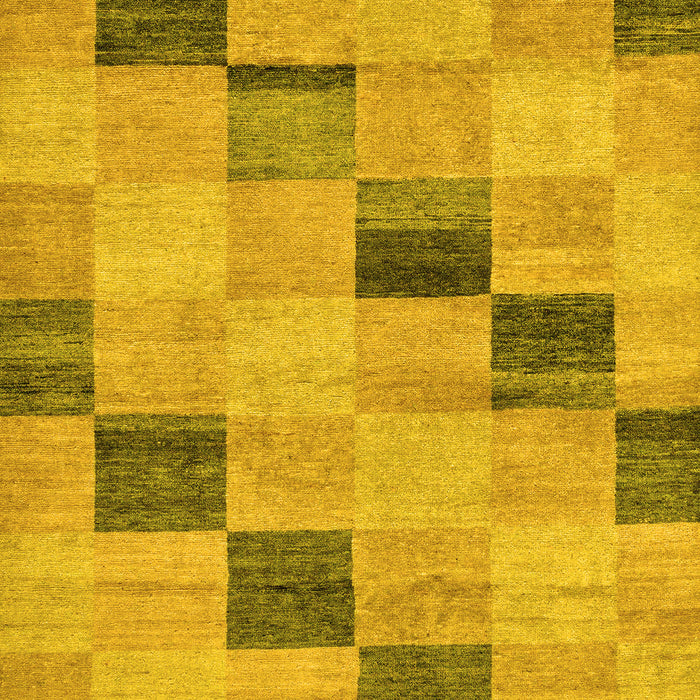 Machine Washable Checkered Yellow Modern Rug, wshabs75yw