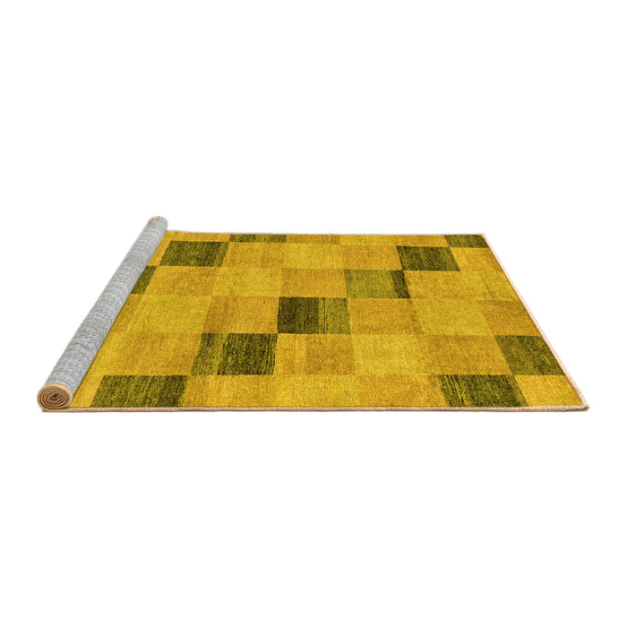 Sideview of Machine Washable Checkered Yellow Modern Rug, wshabs75yw