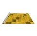 Sideview of Machine Washable Checkered Yellow Modern Rug, wshabs75yw