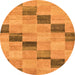 Round Machine Washable Checkered Orange Modern Area Rugs, wshabs75org