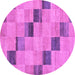 Round Checkered Purple Modern Rug, abs75pur