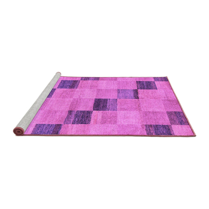 Sideview of Machine Washable Checkered Purple Modern Area Rugs, wshabs75pur
