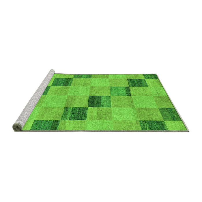 Sideview of Machine Washable Checkered Green Modern Area Rugs, wshabs75grn
