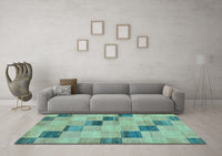 Machine Washable Checkered Light Blue Modern Rug, wshabs75lblu