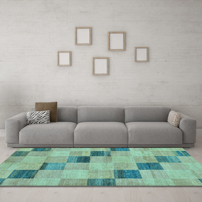 Machine Washable Checkered Light Blue Modern Rug in a Living Room, wshabs75lblu