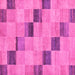 Square Machine Washable Checkered Pink Modern Rug, wshabs75pnk