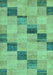 Machine Washable Checkered Turquoise Modern Area Rugs, wshabs75turq