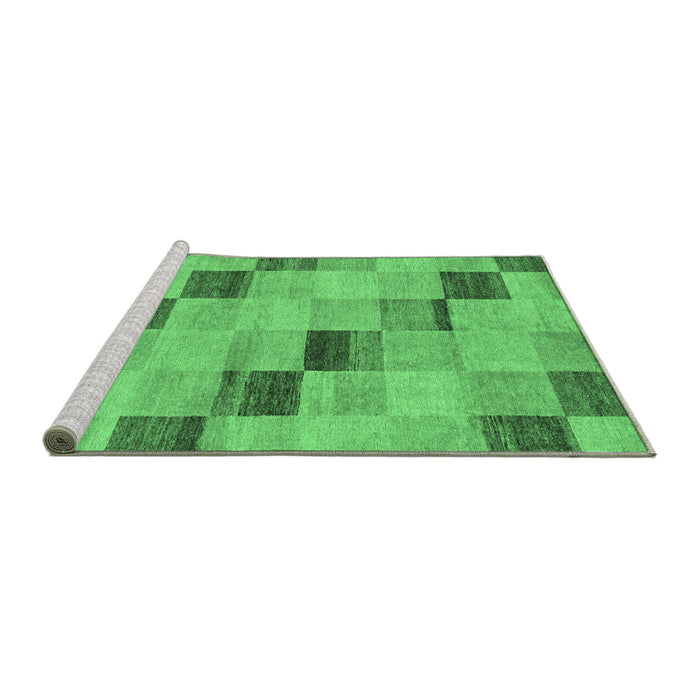 Sideview of Machine Washable Checkered Emerald Green Modern Area Rugs, wshabs75emgrn