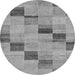 Round Checkered Gray Modern Rug, abs75gry