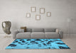 Machine Washable Abstract Light Blue Modern Rug in a Living Room, wshabs760lblu