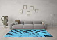 Machine Washable Abstract Light Blue Modern Rug, wshabs760lblu