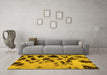 Machine Washable Abstract Yellow Modern Rug in a Living Room, wshabs760yw