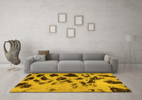 Machine Washable Abstract Yellow Modern Rug, wshabs760yw