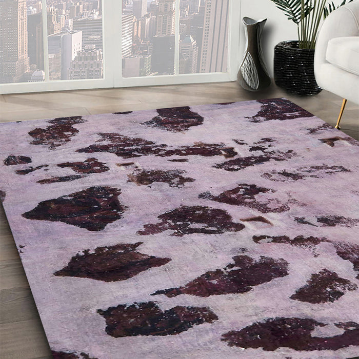 Machine Washable Abstract Purple Rug in a Family Room, wshabs760