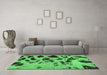 Machine Washable Abstract Emerald Green Modern Area Rugs in a Living Room,, wshabs760emgrn