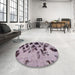 Round Machine Washable Abstract Purple Rug in a Office, wshabs760