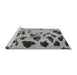 Sideview of Machine Washable Abstract Gray Modern Rug, wshabs760gry