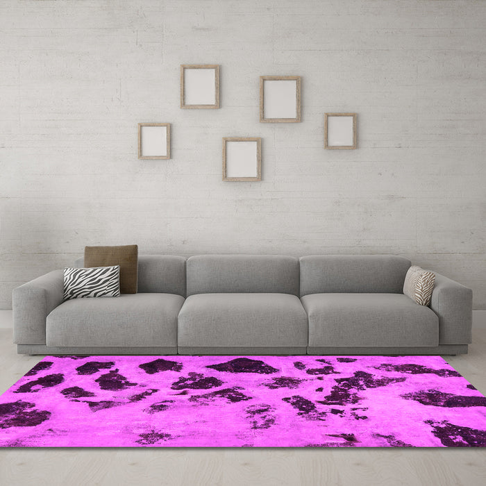 Machine Washable Abstract Pink Modern Rug in a Living Room, wshabs760pnk
