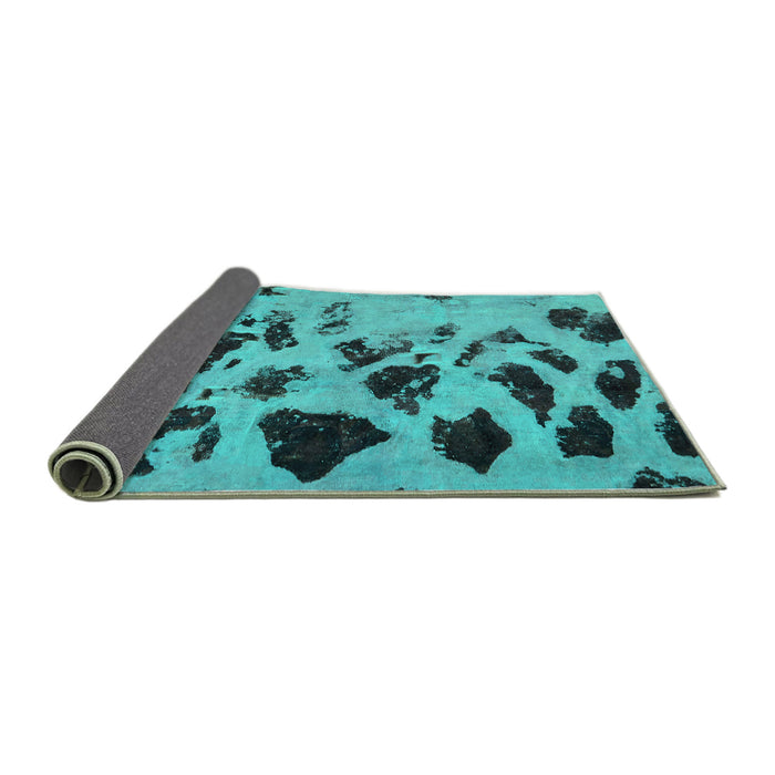 Sideview of Abstract Turquoise Modern Rug, abs760turq
