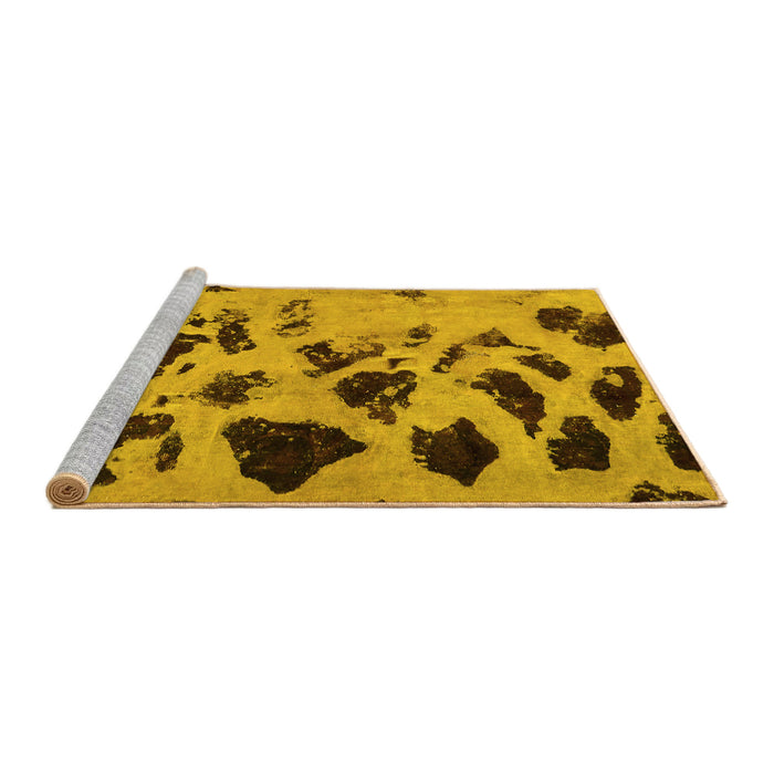 Sideview of Machine Washable Abstract Yellow Modern Rug, wshabs760yw
