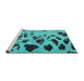 Sideview of Machine Washable Abstract Turquoise Modern Area Rugs, wshabs760turq