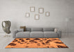 Machine Washable Abstract Orange Modern Area Rugs in a Living Room, wshabs760org