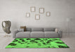 Machine Washable Abstract Green Modern Area Rugs in a Living Room,, wshabs760grn