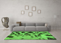 Machine Washable Abstract Green Modern Rug, wshabs760grn